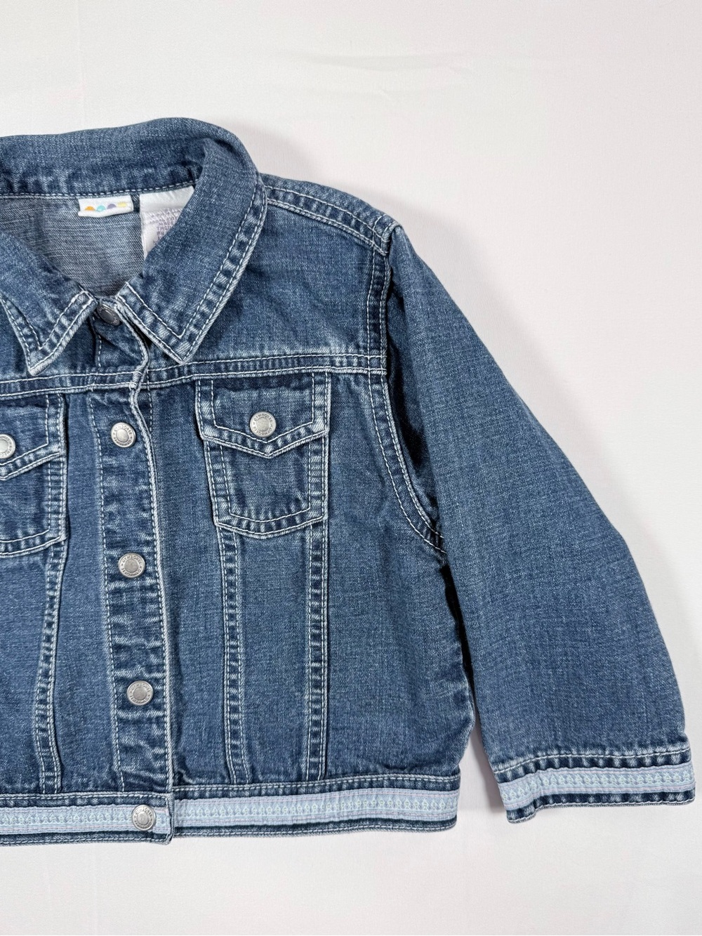 VINTAGE GYMBOREE Girls Forget Me Not Denim Trucker Jacket 3T Y2K Cottagecore 90s - Picture 2 of 12
